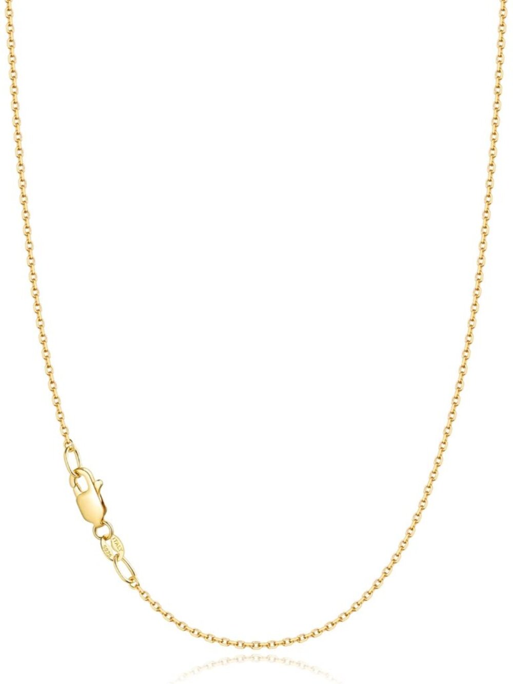18k Gold Plated 925 Sterling Silver Chain Necklace for Women, 1.1mm Cable Chains